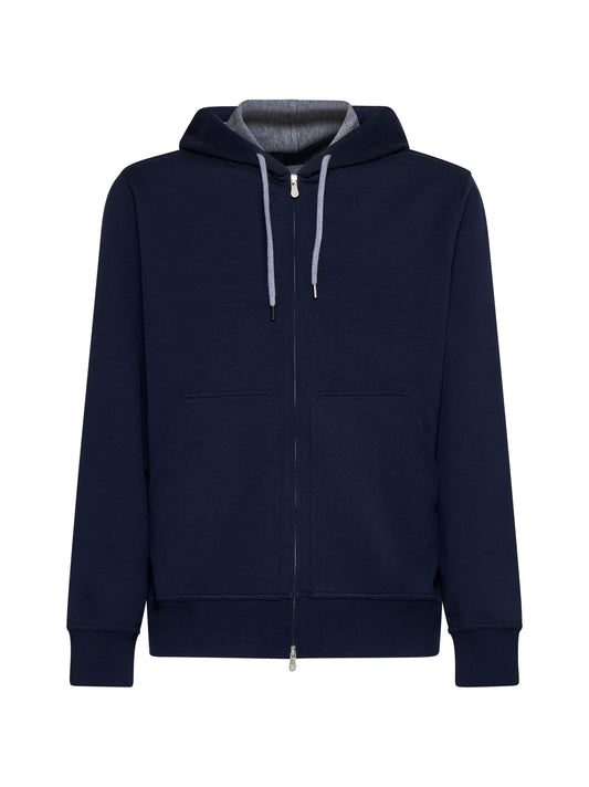 Cotton-blend hoodie with zip