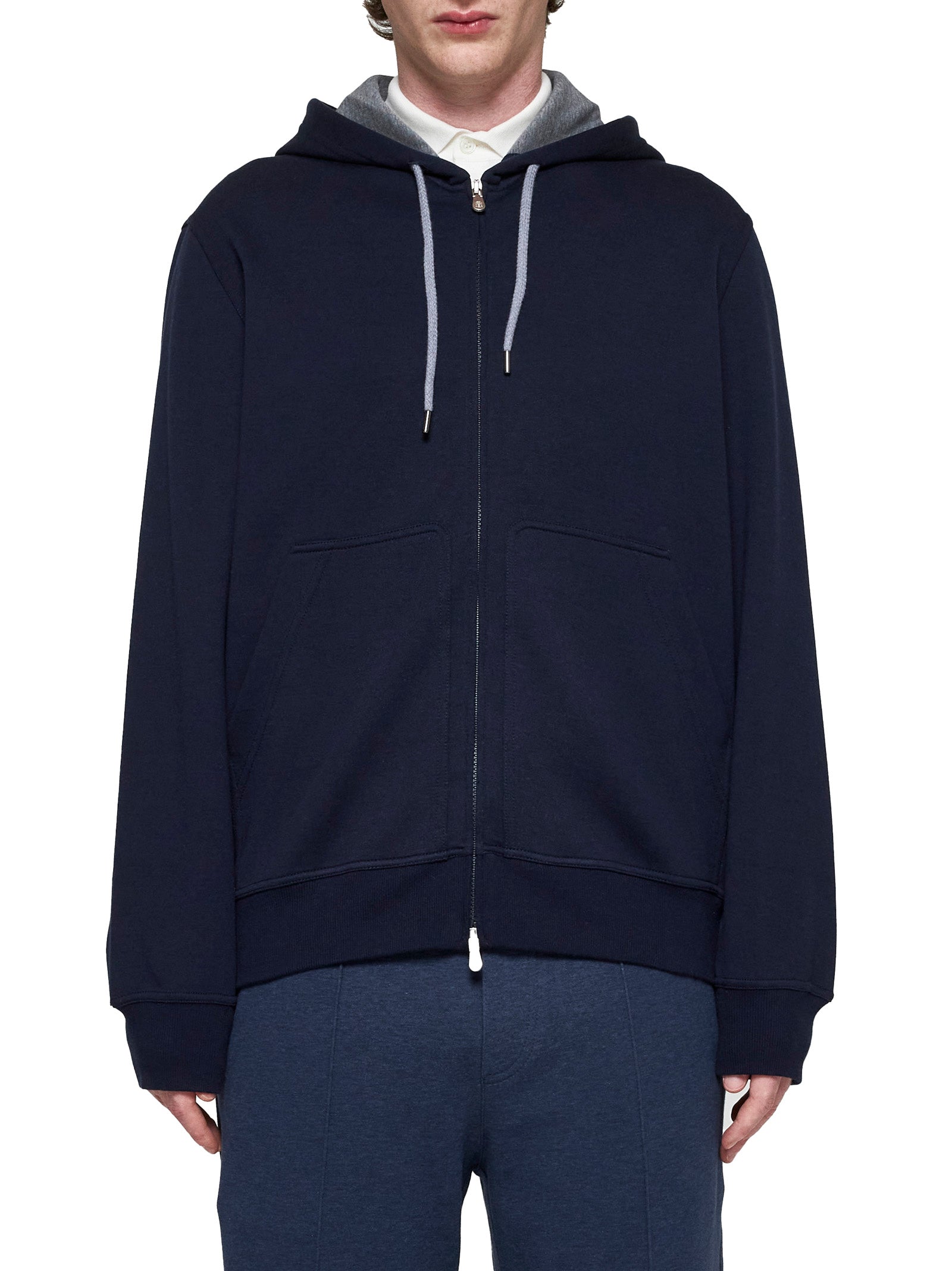Cotton-blend hoodie with zip – Daniello.com