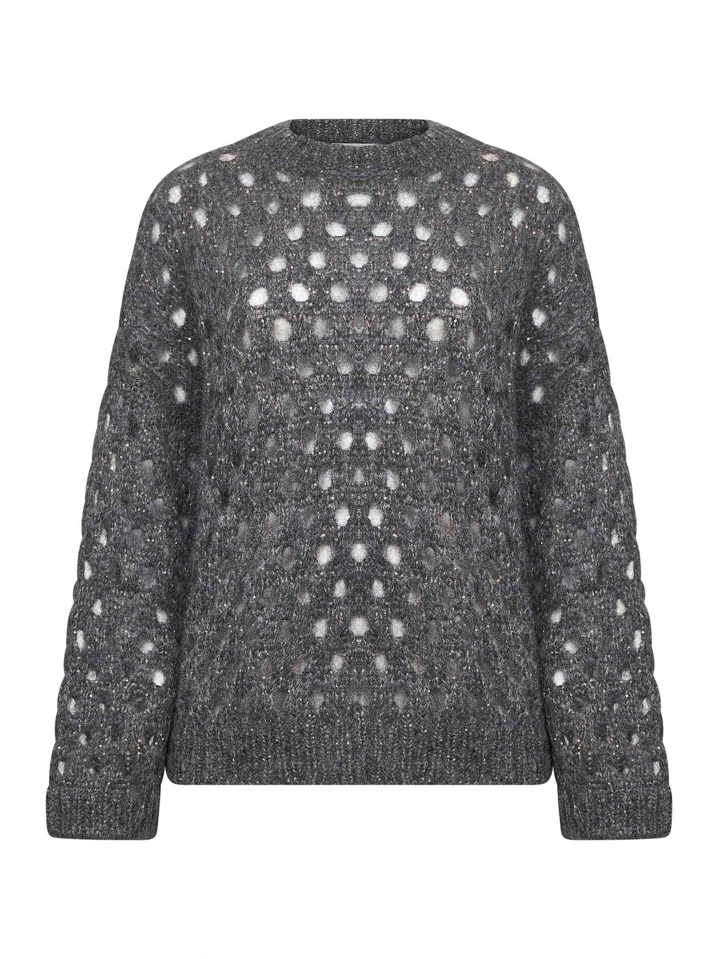 Maglia Dazzling Net in mohair e lana Wispy grigio