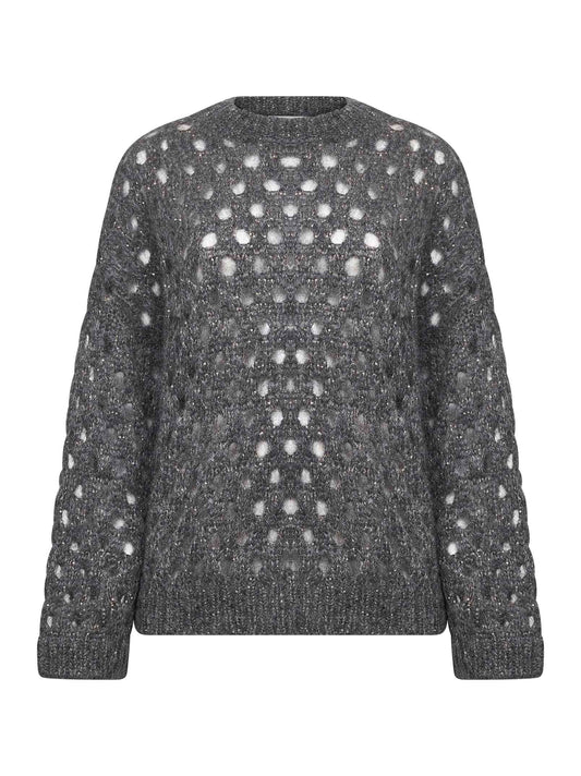 Maglia Dazzling Net in mohair e lana Wispy grigio