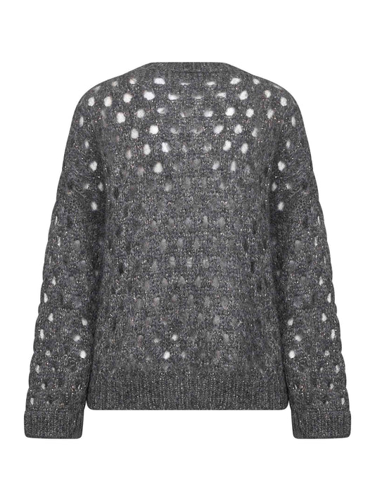Maglia Dazzling Net in mohair e lana Wispy grigio