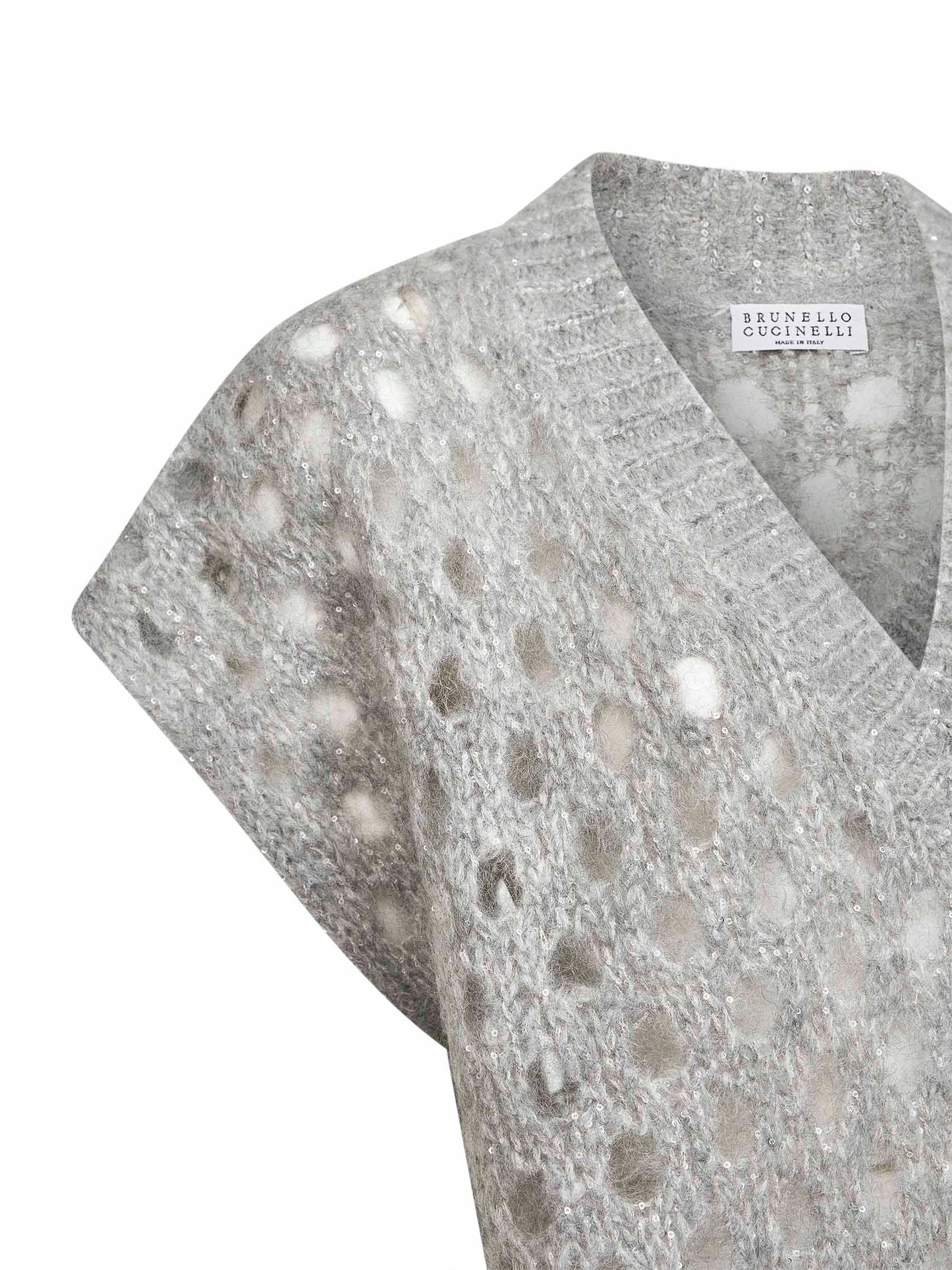 Grey mohair and Wispy wool Dazzling Net vest