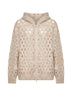 Beige mohair and Wispy wool Dazzling Net zip-up hooded cardigan