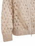 Beige mohair and Wispy wool Dazzling Net zip-up hooded cardigan