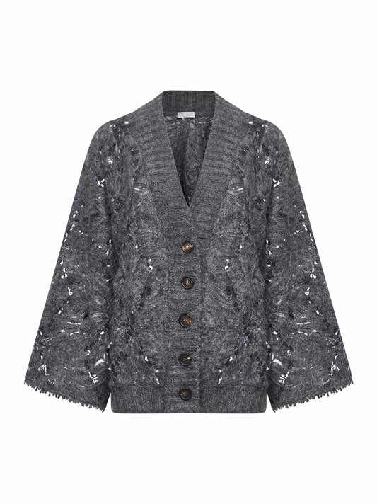 Grey wool knit Dazzling cardigan