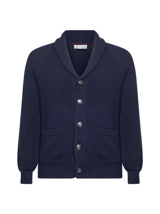 Blue malfilé cotton cardigan