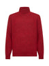Red alpaca blend flecked turtleneck sweater