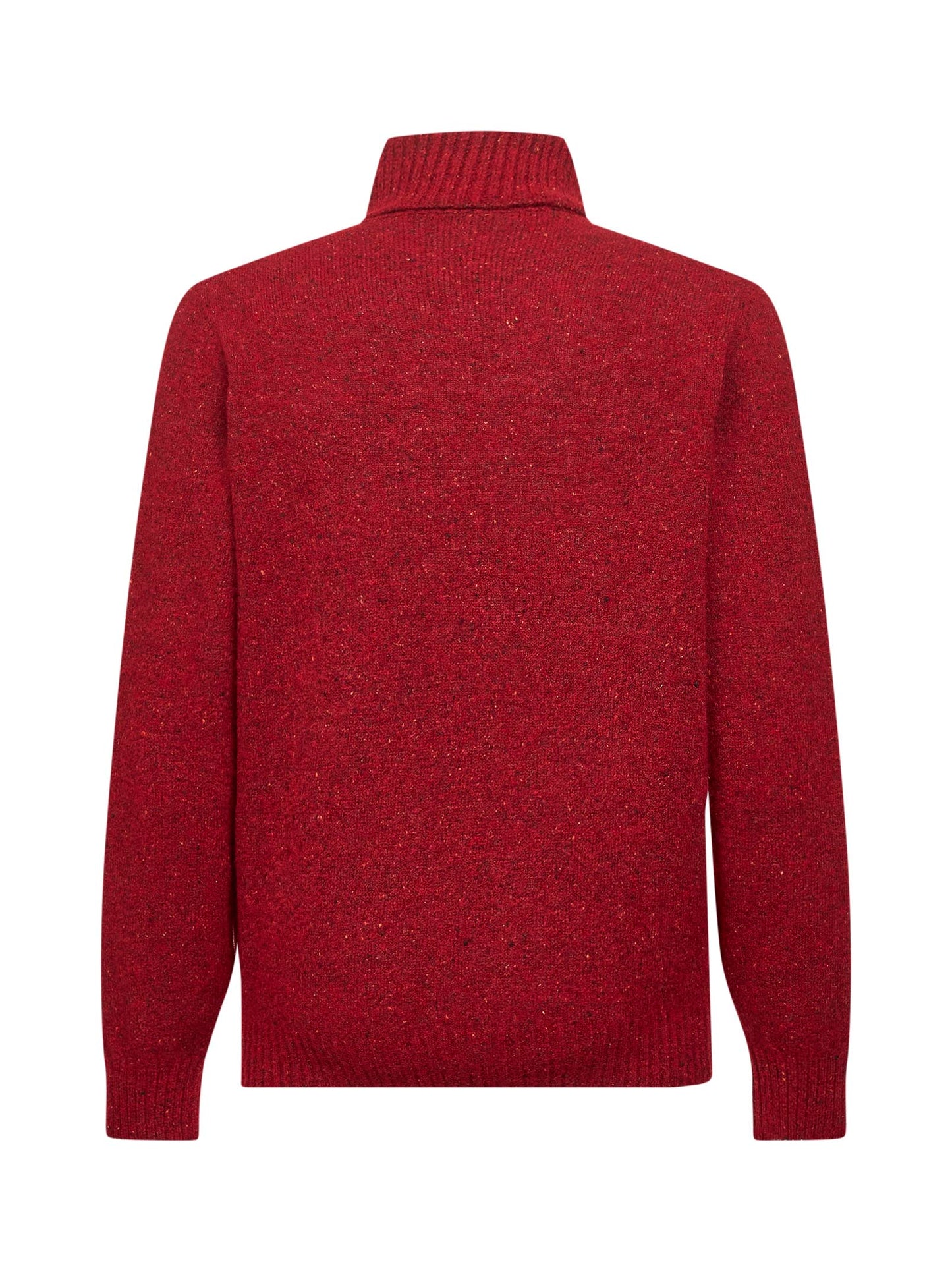 Red alpaca blend flecked turtleneck sweater