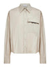 Camicia Crop fango con Shiny Flap Detail