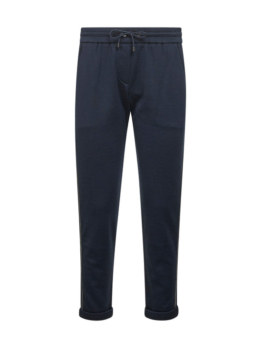 Blue interlock Precious Stripe trousers
