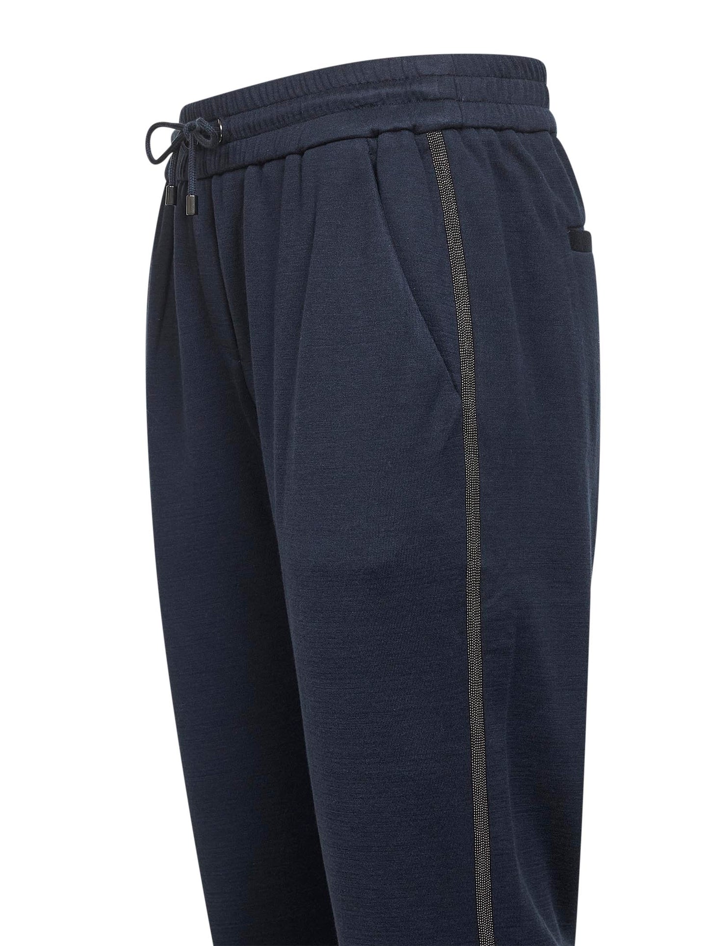 Blue interlock Precious Stripe trousers