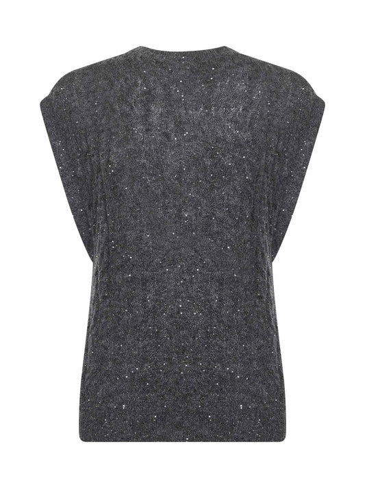 Gilet Dazzling Cable in misto mohair grigio