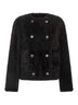 Brown shearling Fuzzy reversible cropped pea coat