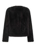 Brown shearling Fuzzy reversible cropped pea coat