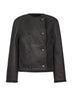 Brown shearling Fuzzy reversible cropped pea coat
