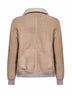 Bomber in shearling curly scamosciato beige