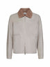 Giacca aviatore in camoscio a righe beige
