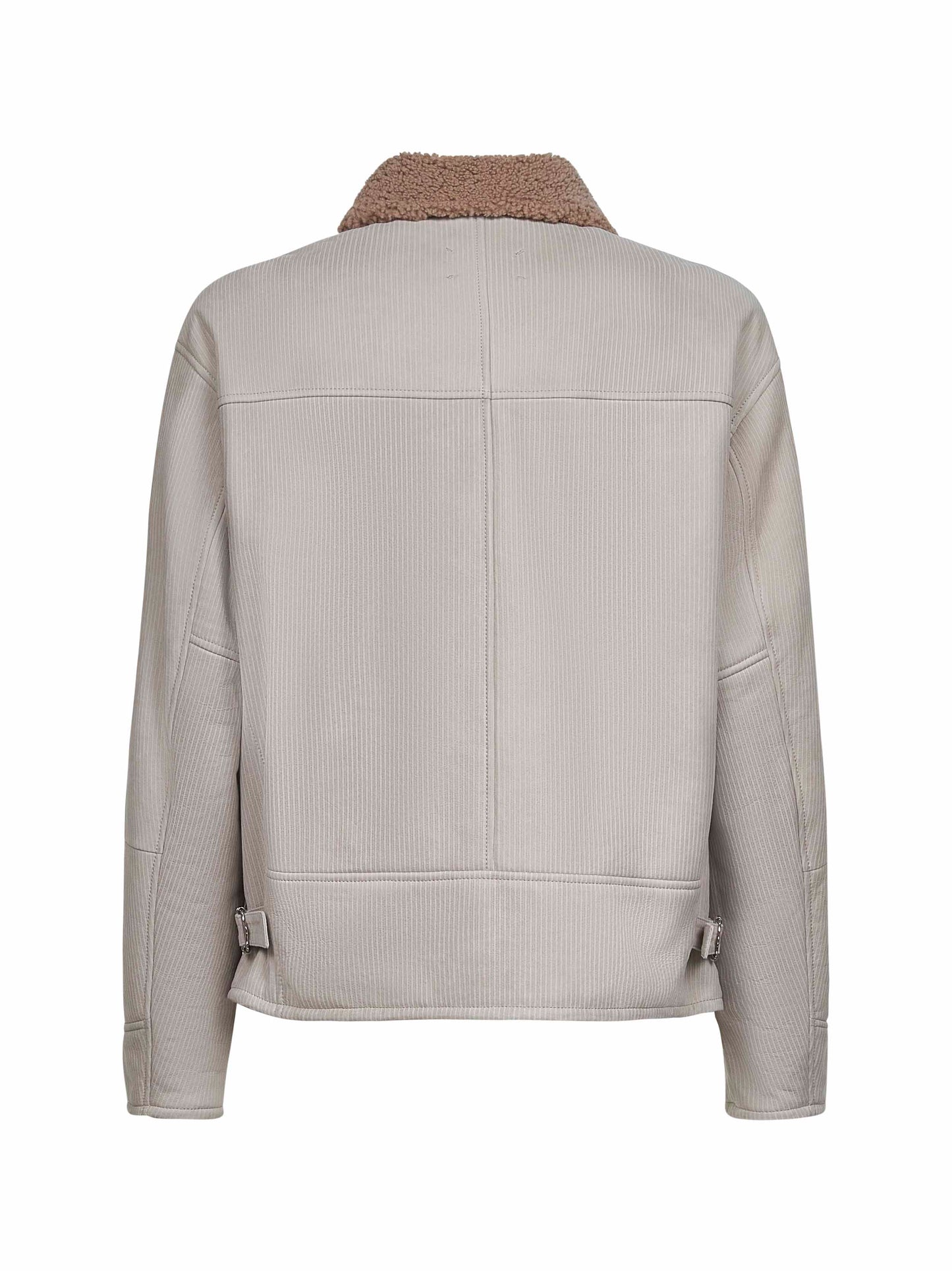 Giacca aviatore in camoscio a righe beige