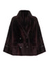 Burgundy nappa leather and fur reversible caban