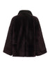Burgundy nappa leather and fur reversible caban