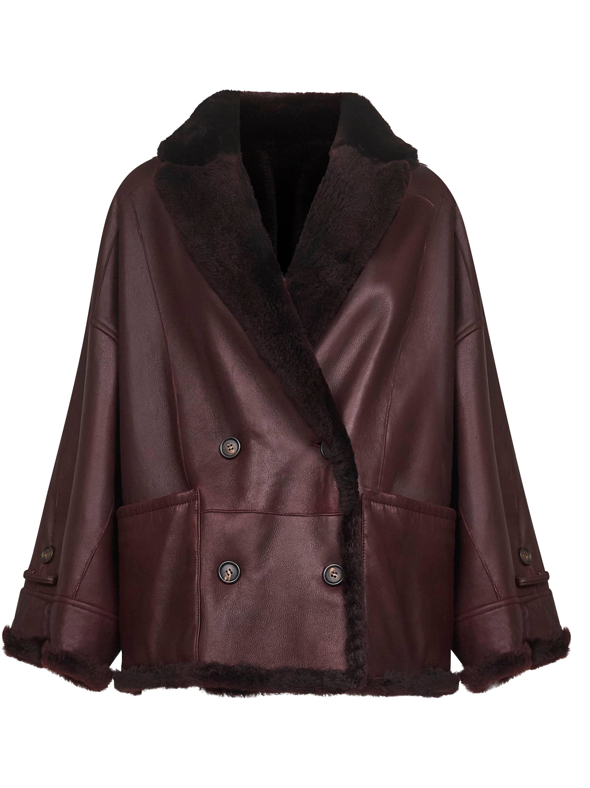 コート BRUNELLO CUCINELLI Reversible fur jacket (MPMRA7495 C4243) Burgundy nappa leather and fur reversible caban – Daniello.com