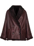 Burgundy nappa leather and fur reversible caban