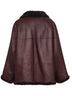 Burgundy nappa leather and fur reversible caban