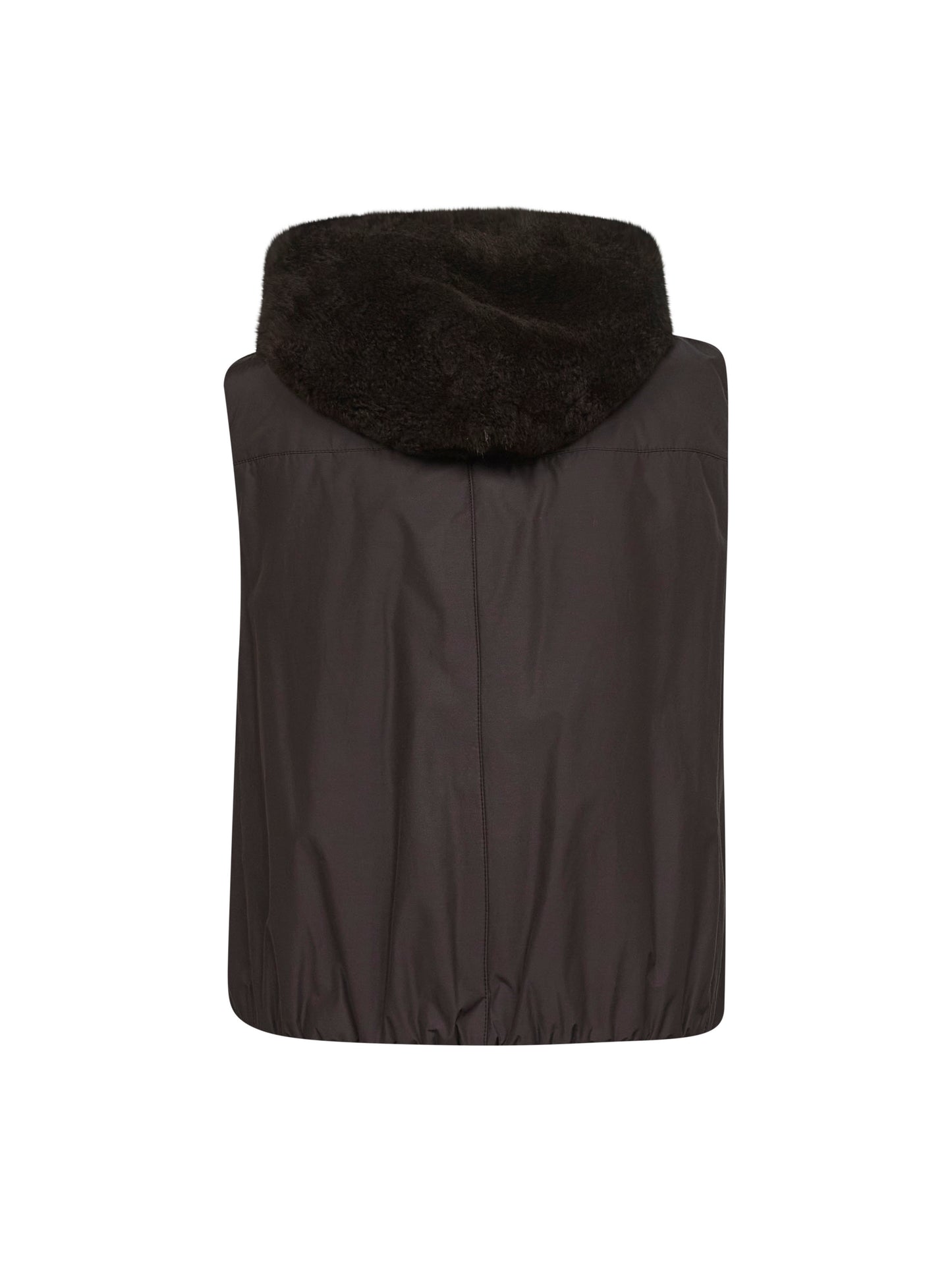 Brown fur and nylon reversible vest