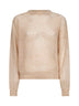 Beige Dazzling Mesh crewneck sweater
