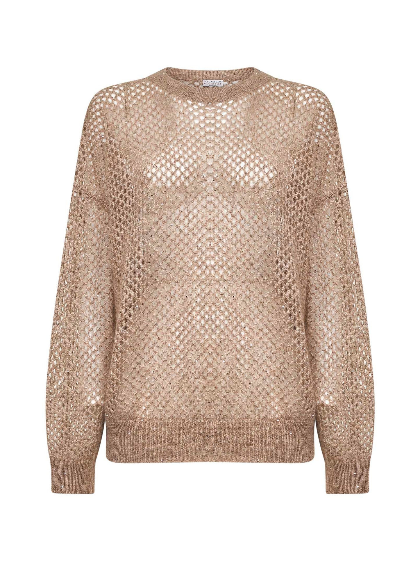 Beige mohair blend Dazzling Mesh sweater