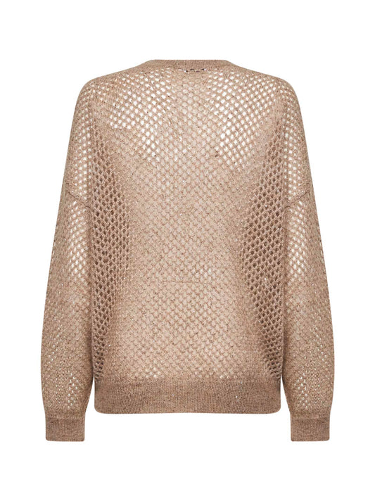 Beige mohair blend Dazzling Mesh sweater