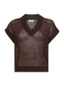 Brown Dazzling Mesh V-Neck sweater