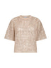 Beige Dazzling Croc Embroidery knit T-shirt