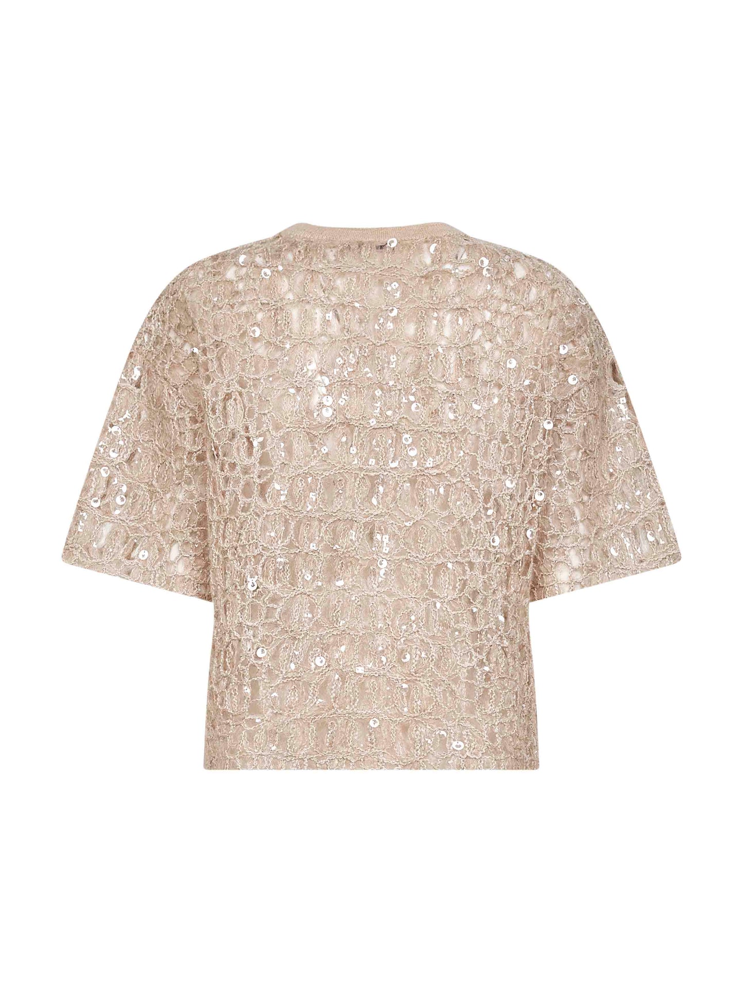 Beige Dazzling Croc Embroidery knit T-shirt