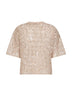 Beige Dazzling Croc Embroidery knit T-shirt
