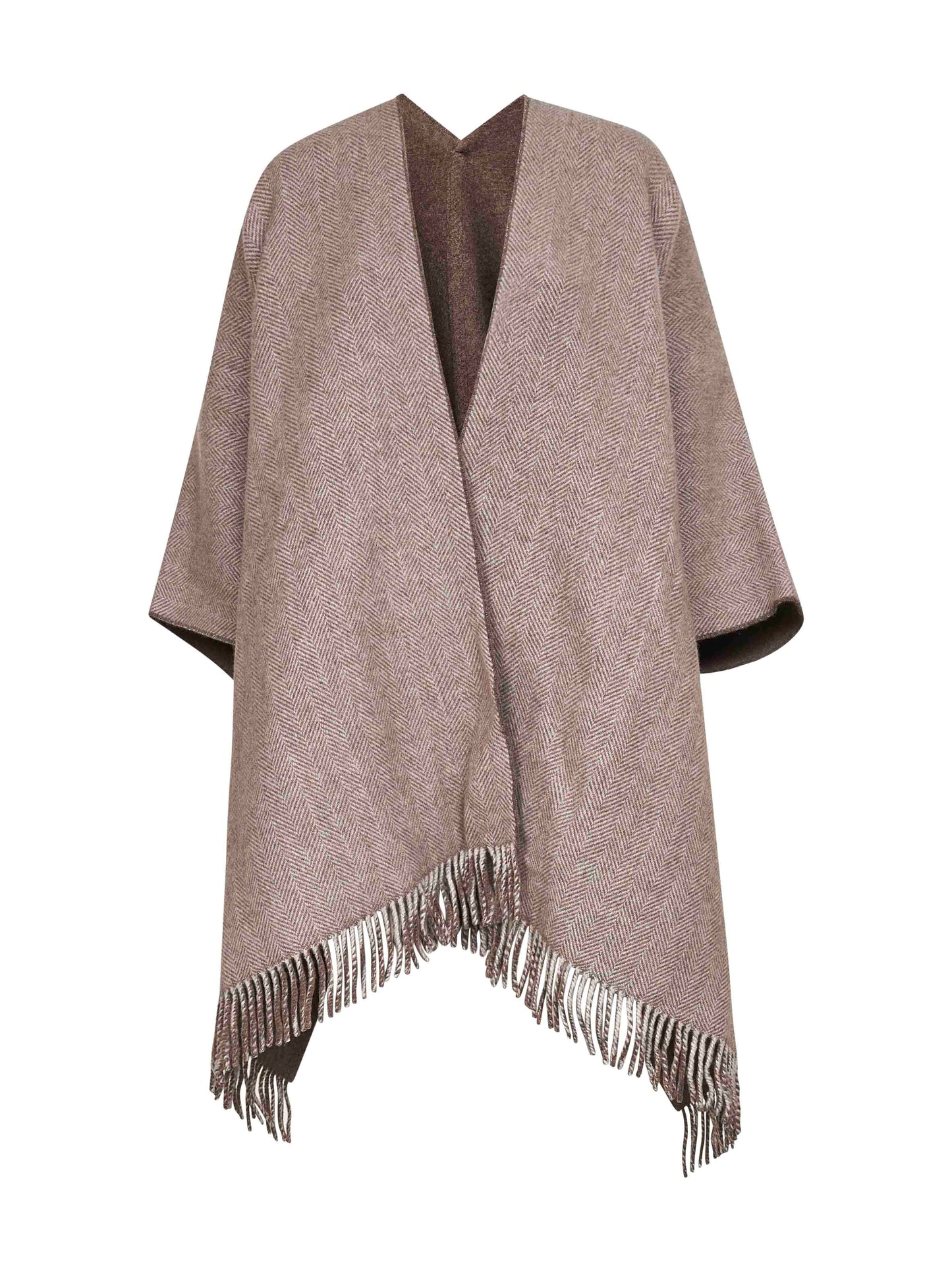 Brown sparkling flannel reversible poncho