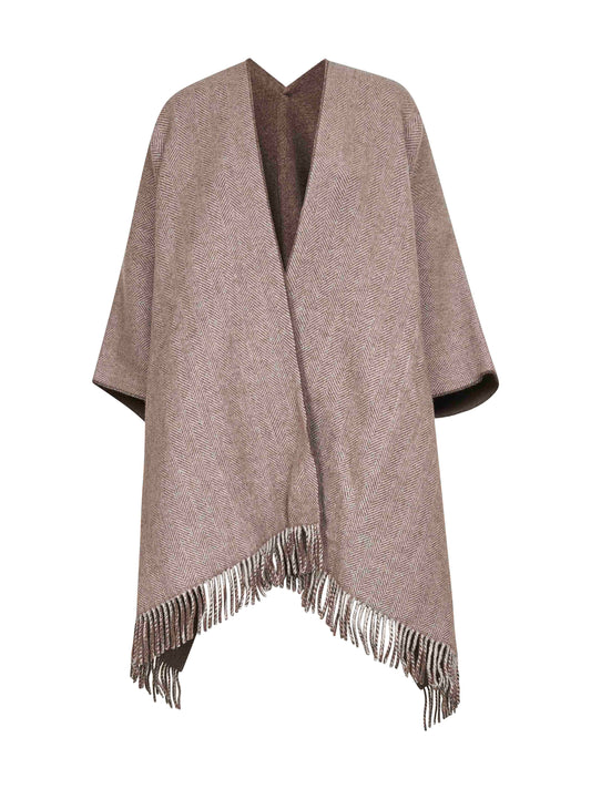 Brown sparkling flannel reversible poncho