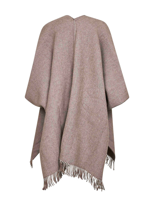 Brown sparkling flannel reversible poncho