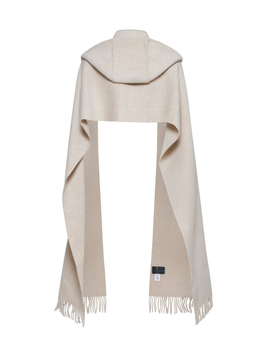 Wool and cashmere hooded scarf