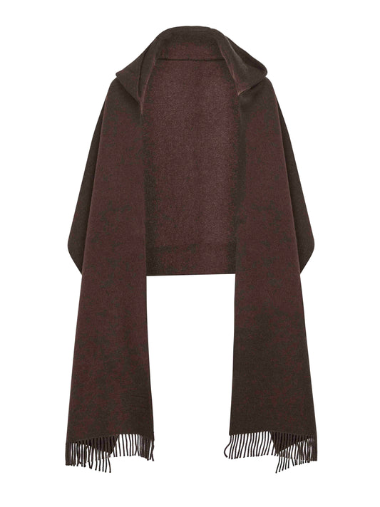 Brown knit hooded scarf