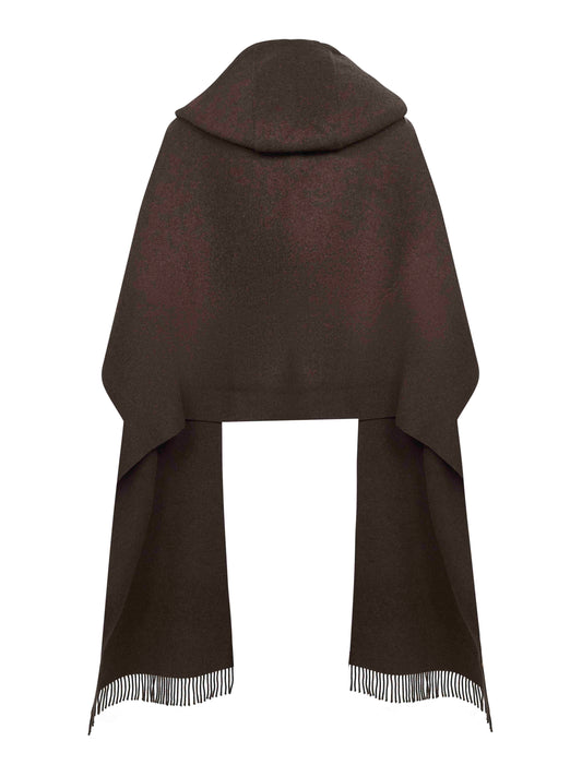 Brown knit hooded scarf