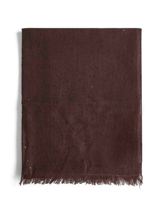 Brown Diamante cashmere and silk scarf
