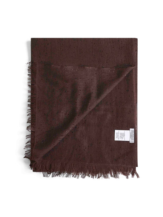 Brown Diamante cashmere and silk scarf