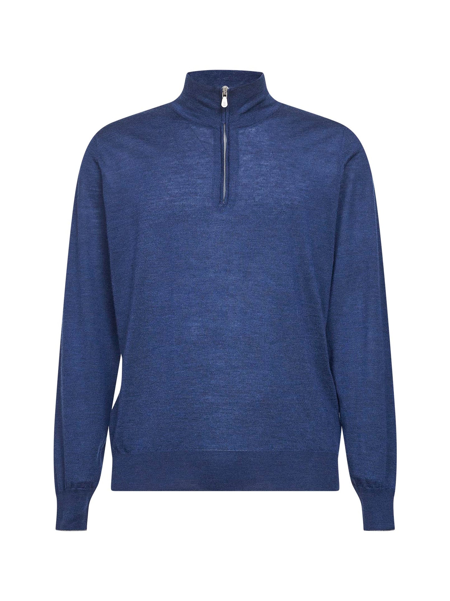 Blue cashmere blend lightweight half-zip sweater