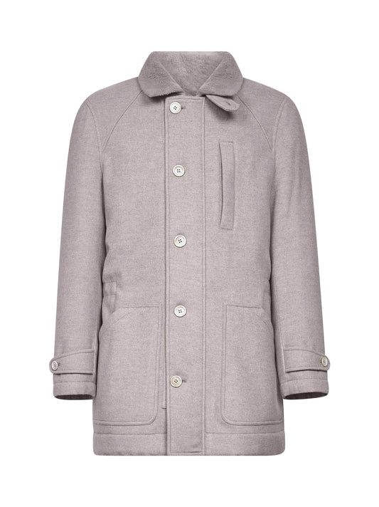 Clay cashmere and shearling parka