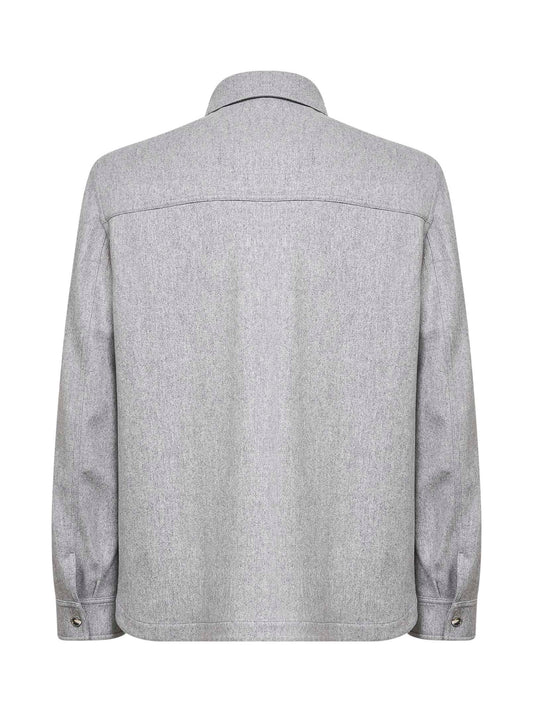 Grey water-repellent cashmere overshirt