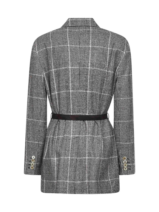 Brown prince of Wales belted blazer