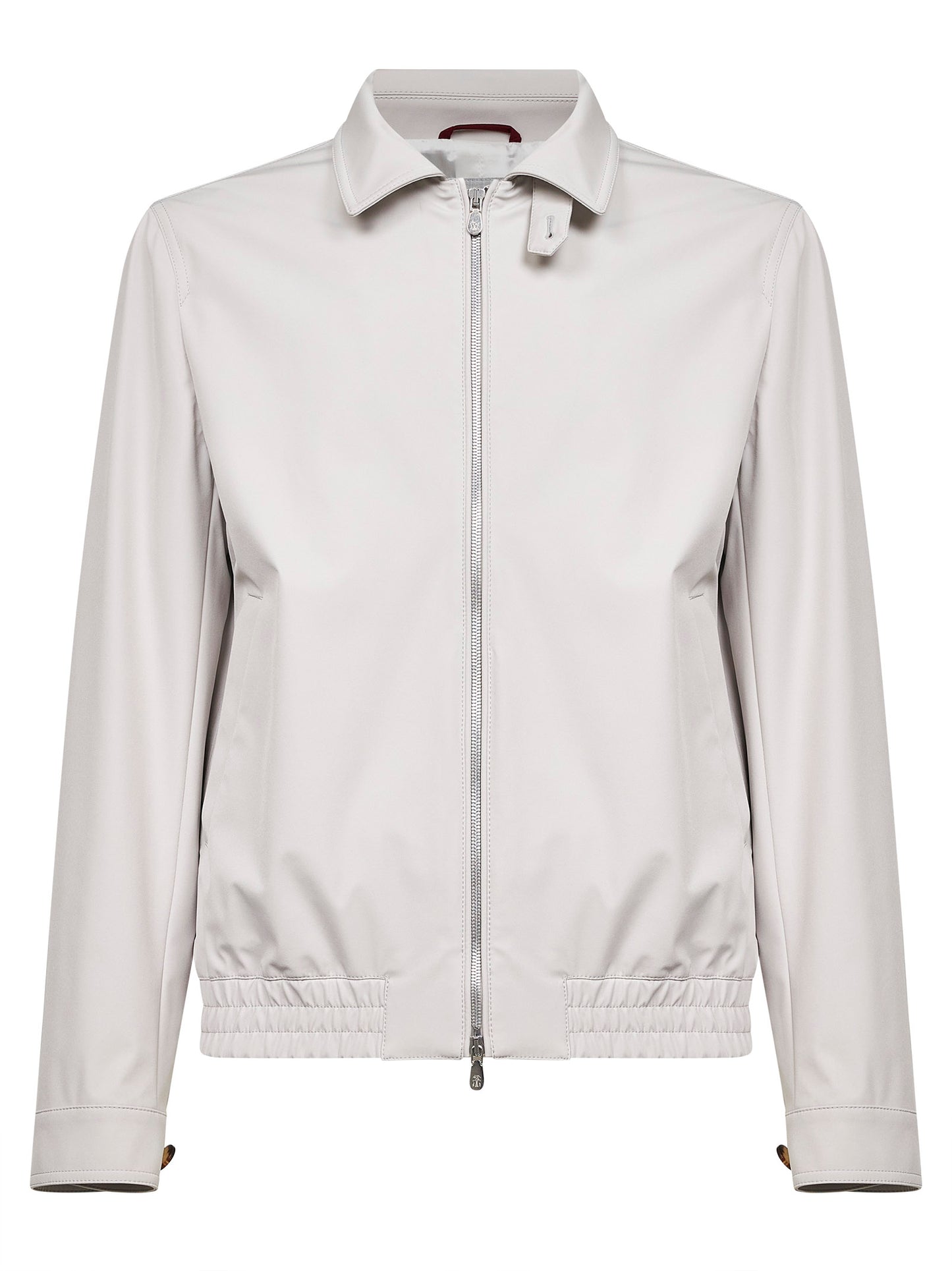 Grey stretch bonded nylon bomber jacket