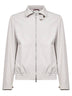 Grey stretch bonded nylon bomber jacket
