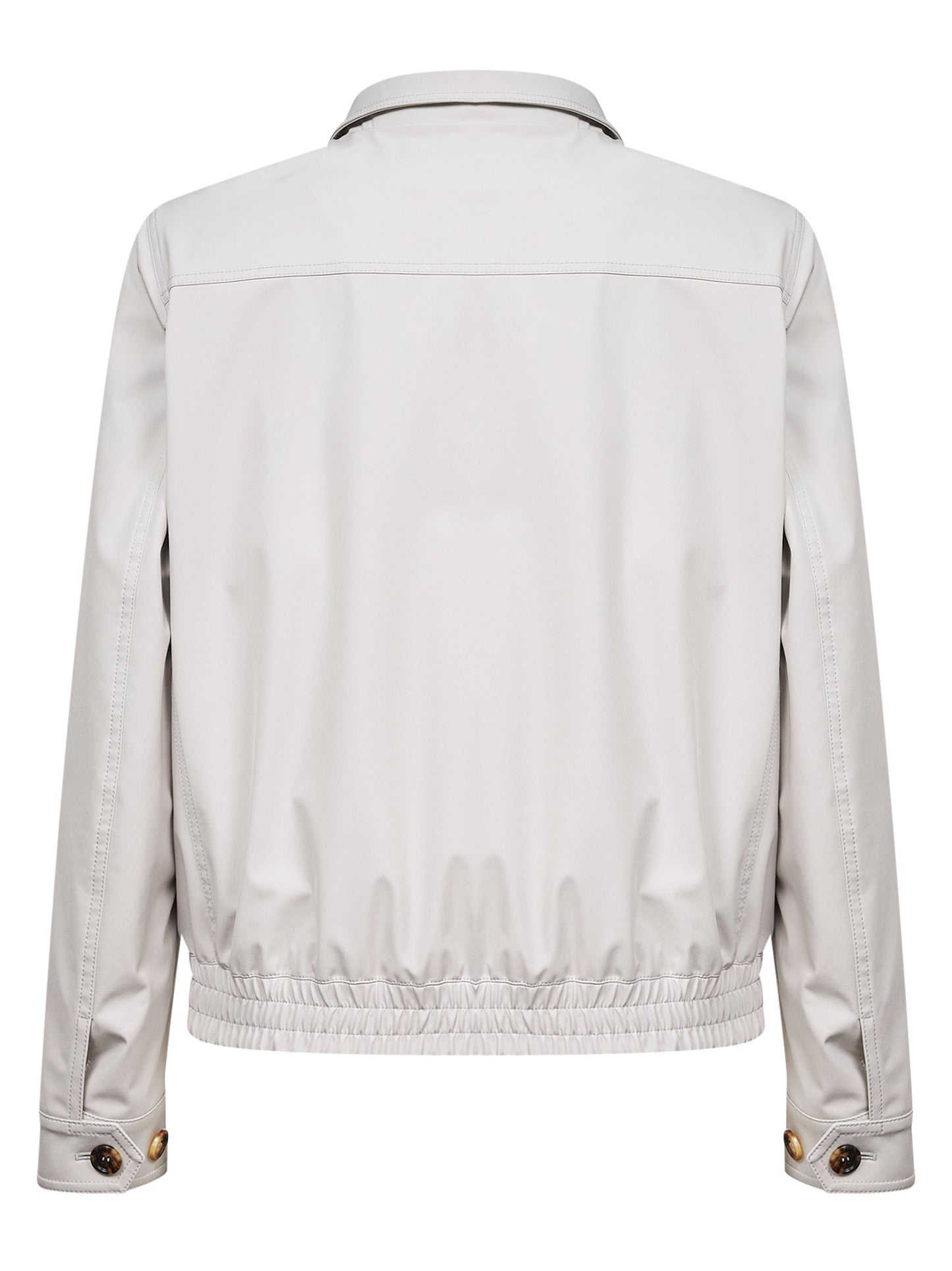 Grey stretch bonded nylon bomber jacket